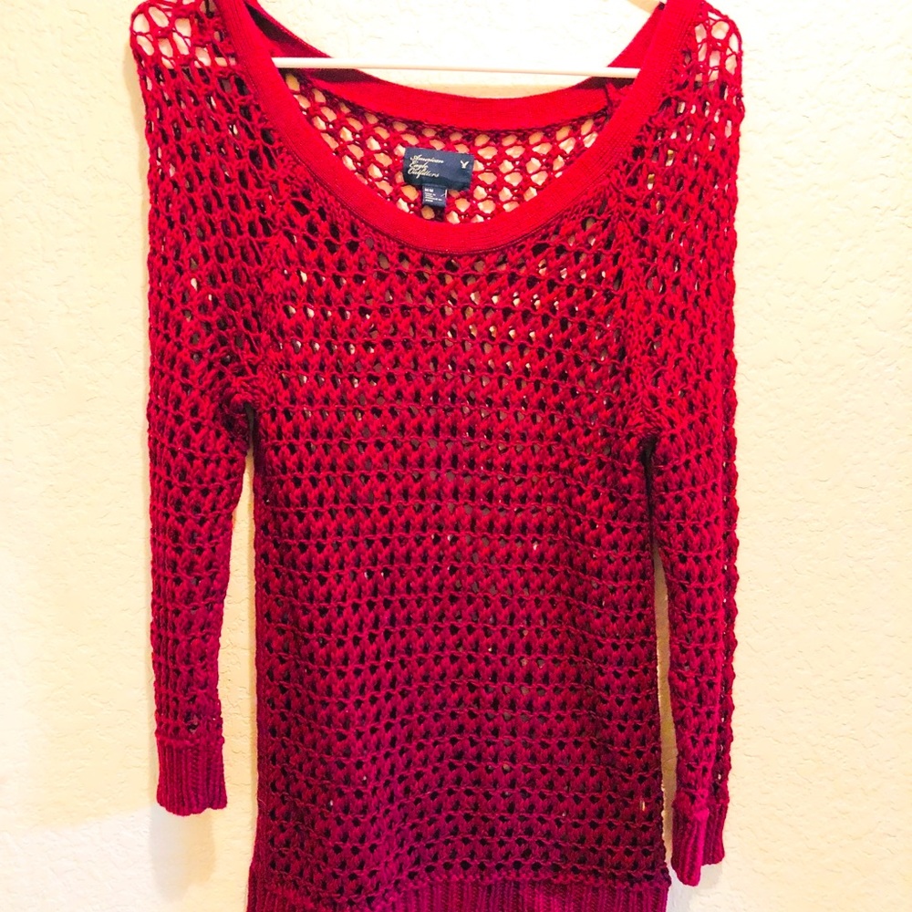 American Eagle Loose Knit Sweater Maroon